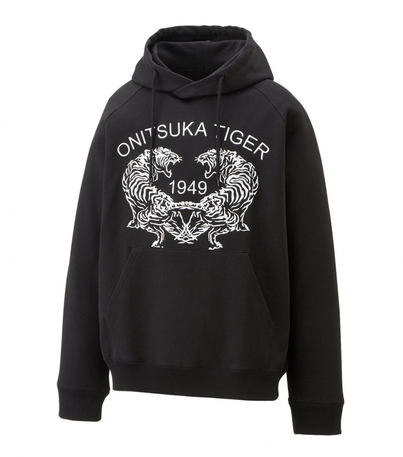 Men's Onitsuka Tiger Sweat Hoodie Black | 24786-OAJS