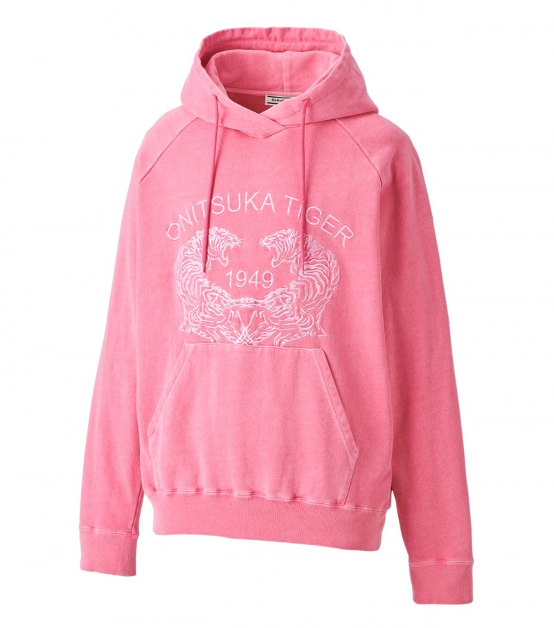 Men's Onitsuka Tiger Sweat Hoodie Pink | 28176-YEKJ