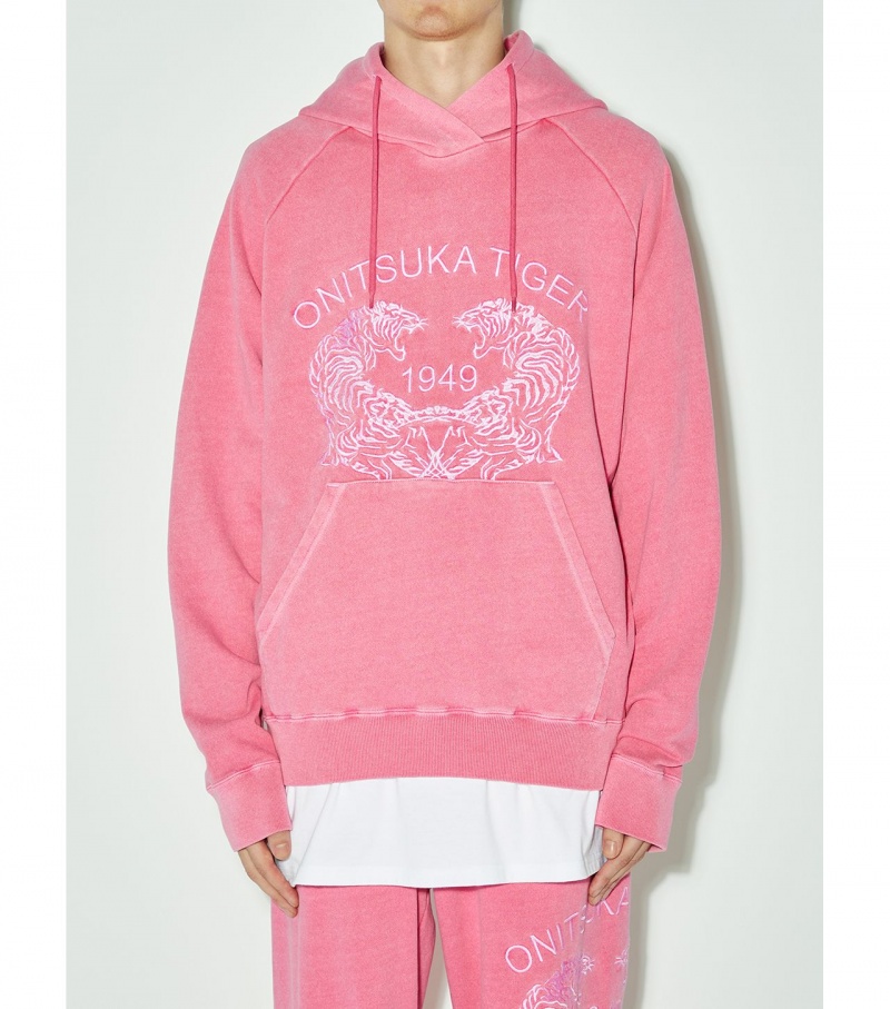 Men's Onitsuka Tiger Sweat Hoodie Pink | 28176-YEKJ