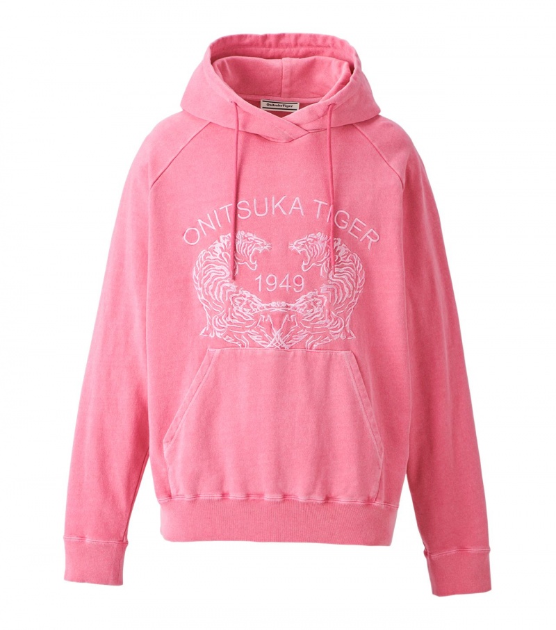 Men\'s Onitsuka Tiger Sweat Hoodie Pink | 28176-YEKJ