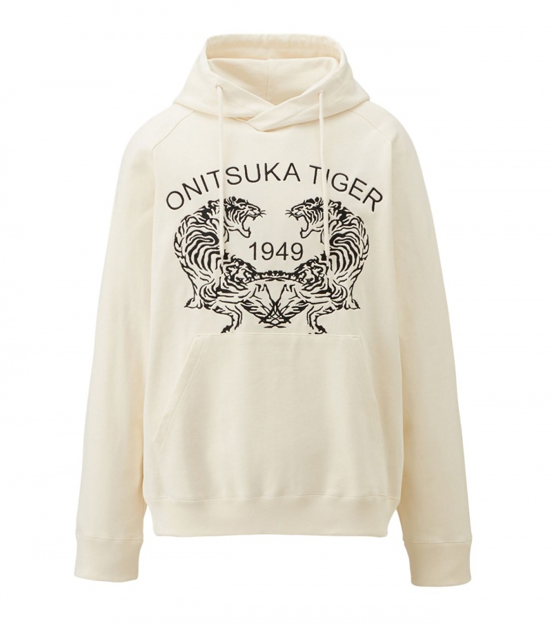 Men\'s Onitsuka Tiger Sweat Hoodie White | 24871-FXAH