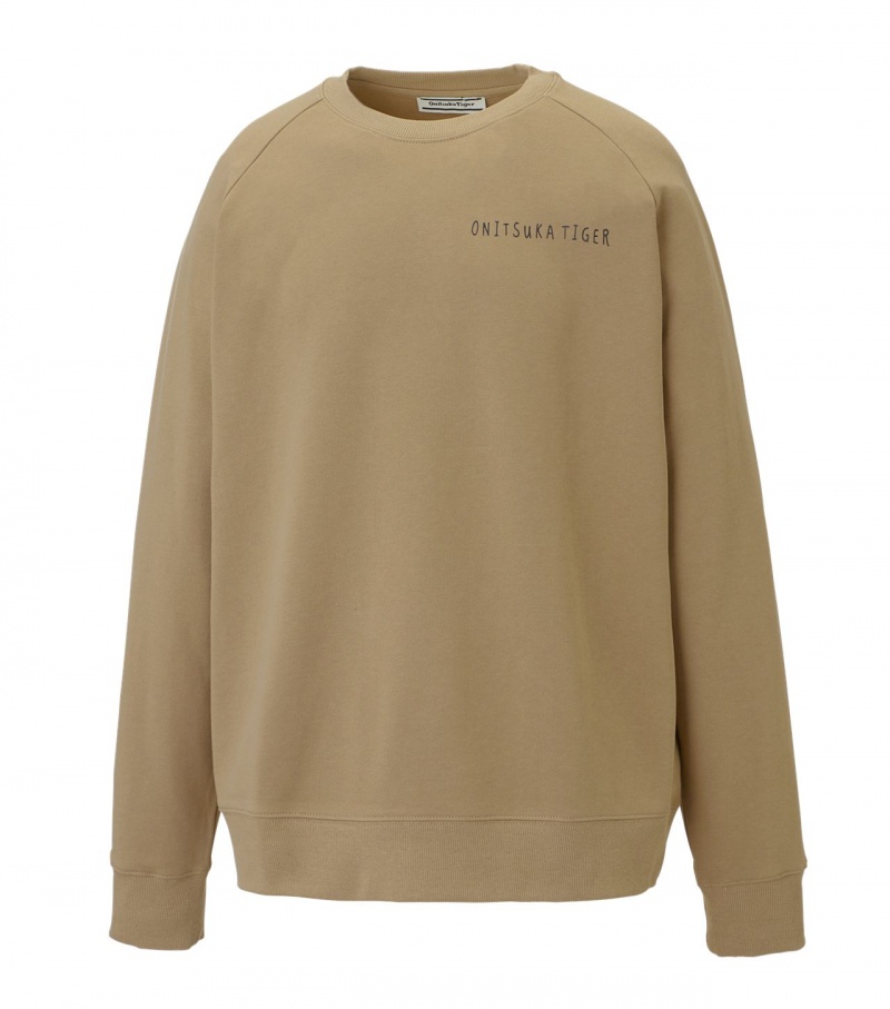 Men's Onitsuka Tiger Sweat Tops Beige | 85360-OUVE