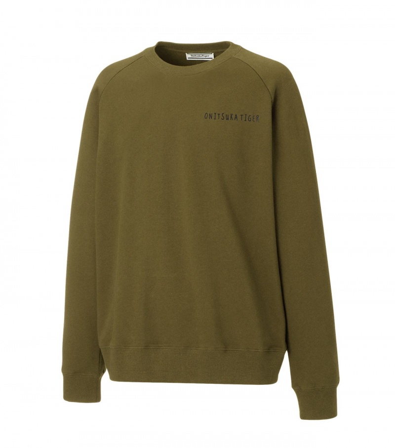 Men's Onitsuka Tiger Sweat Tops Khaki | 36457-UYHL