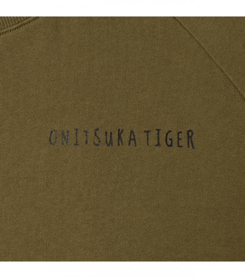 Men's Onitsuka Tiger Sweat Tops Khaki | 36457-UYHL