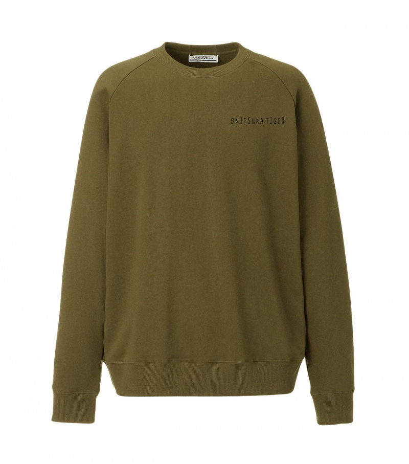 Men\'s Onitsuka Tiger Sweat Tops Khaki | 36457-UYHL