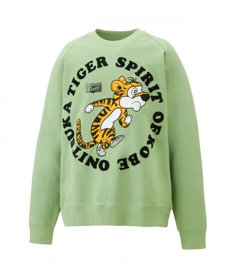 Men's Onitsuka Tiger Sweat Tops Light Green | 03546-FTCW