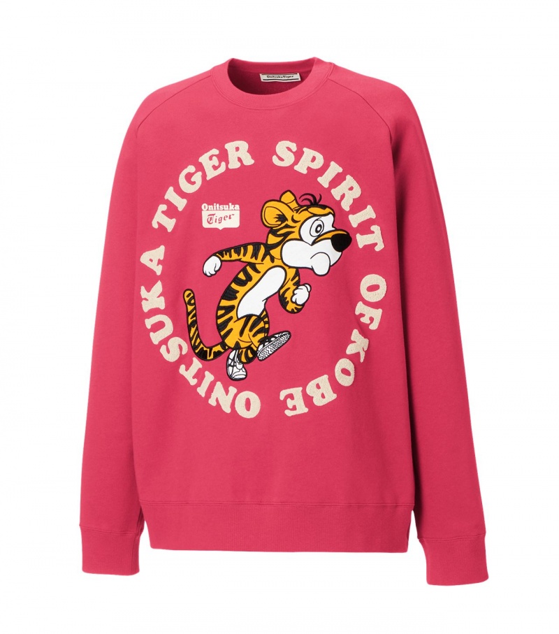 Men's Onitsuka Tiger Sweat Tops Pink | 84569-ZIAV