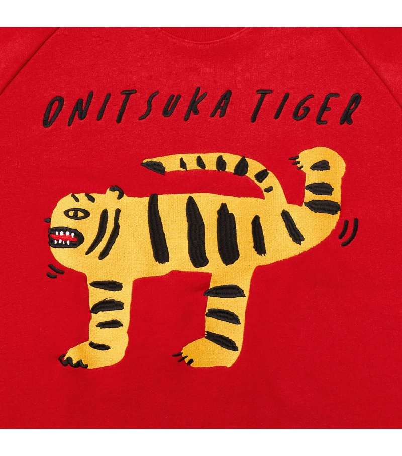 Men's Onitsuka Tiger Sweat Tops Red | 10569-OYSR