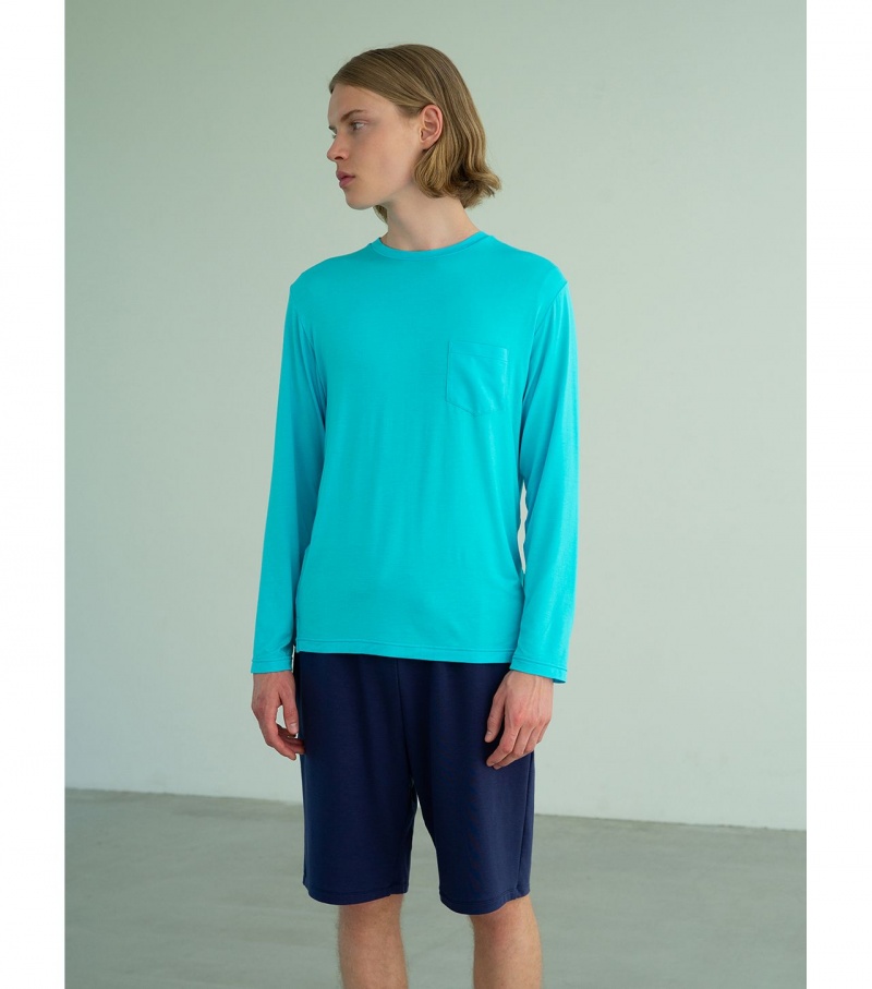 Men's Onitsuka Tiger Sweatshirts Light Blue | 67194-YDAG