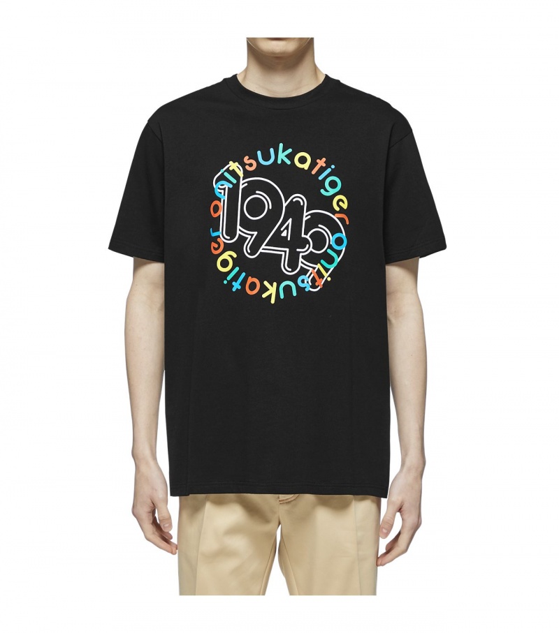 Men's Onitsuka Tiger T Shirts Black | 61075-PXFS