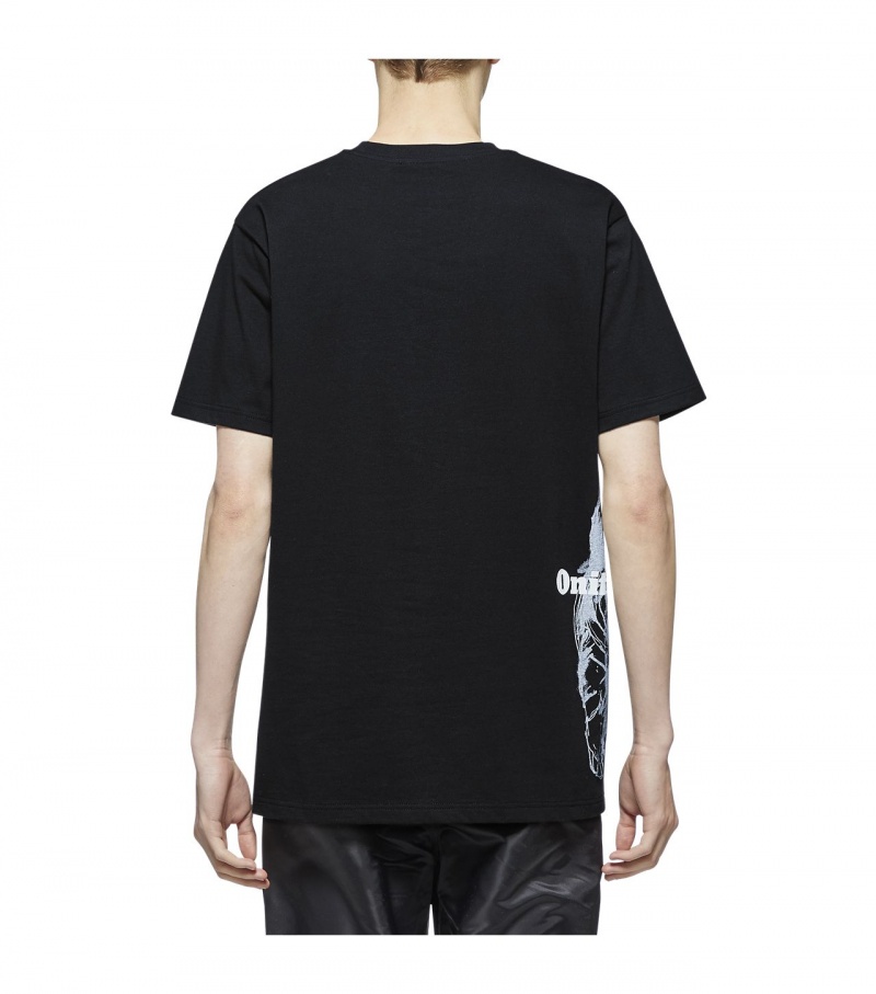 Men's Onitsuka Tiger T Shirts Black / Grey | 26581-IJWN