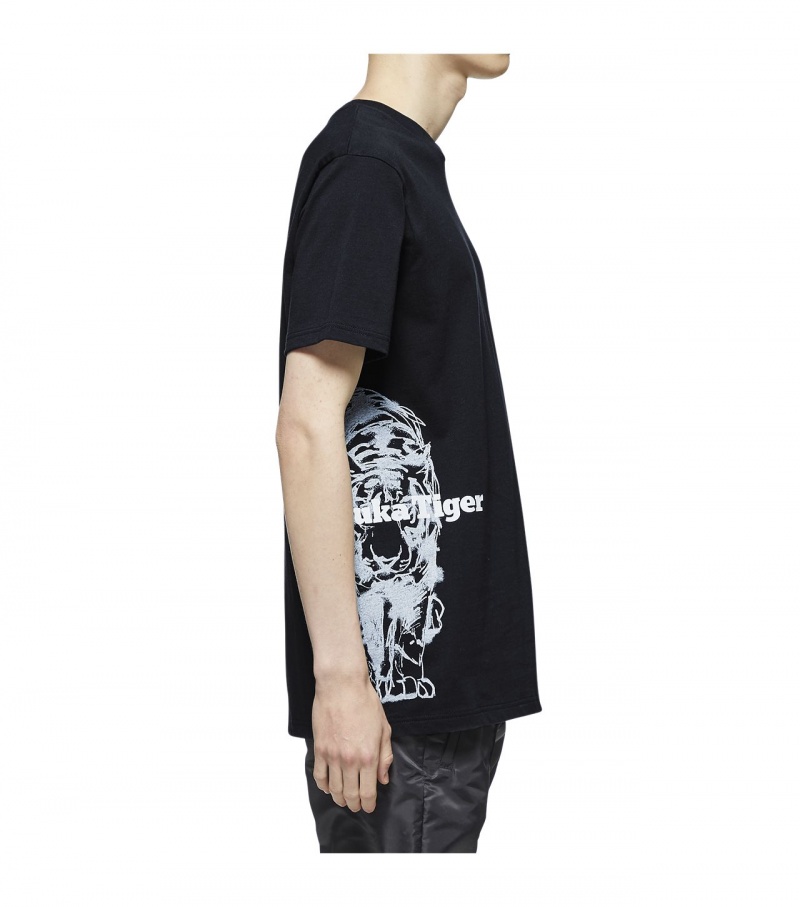 Men's Onitsuka Tiger T Shirts Black / Grey | 26581-IJWN