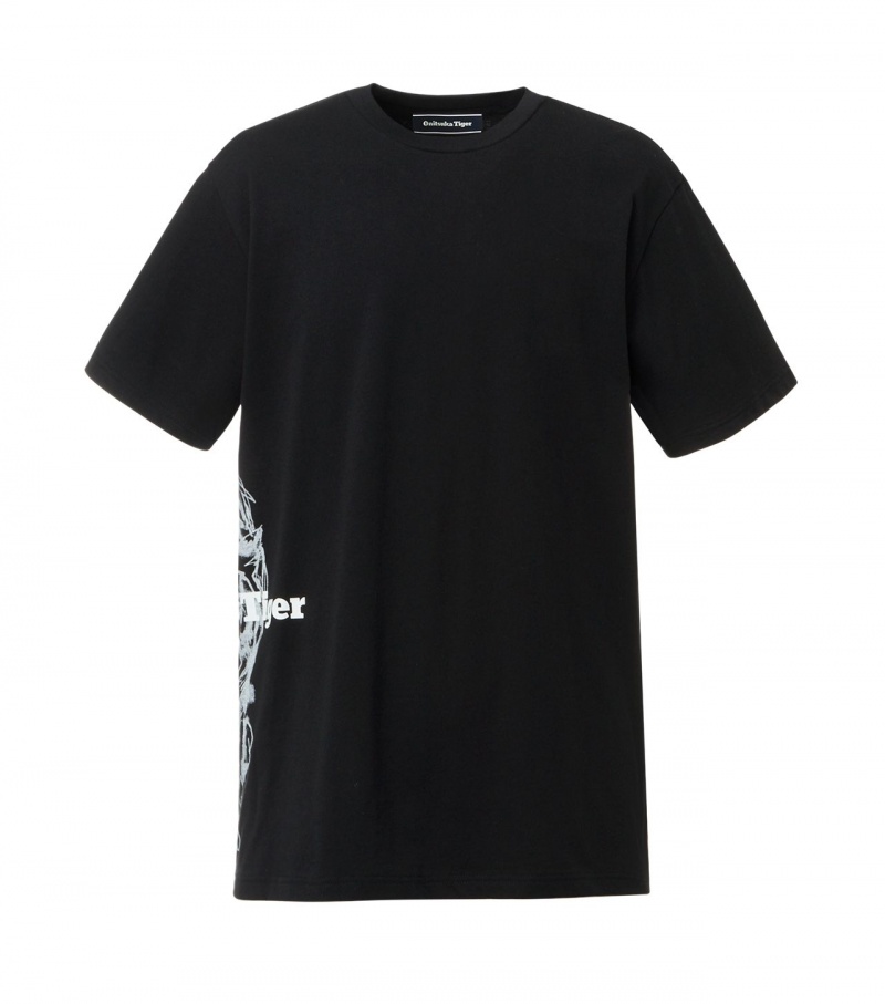 Men\'s Onitsuka Tiger T Shirts Black / Grey | 26581-IJWN