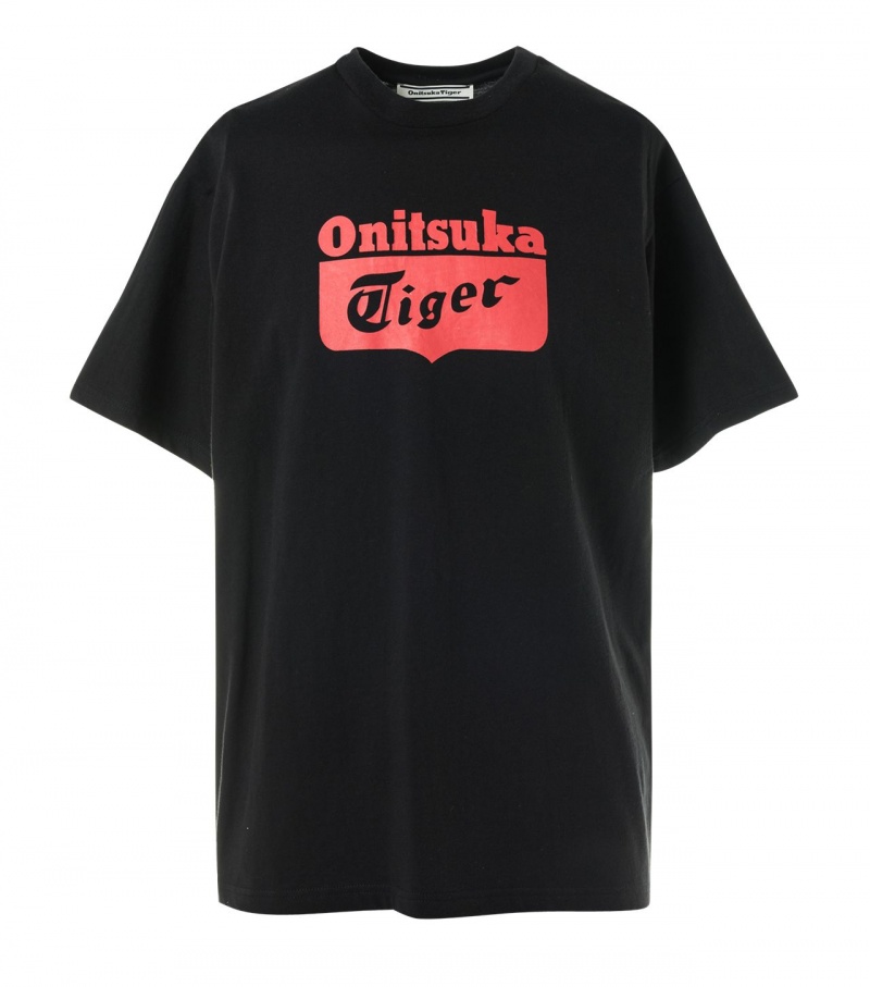 Men\'s Onitsuka Tiger T Shirts Black / Red | 46829-BFGR