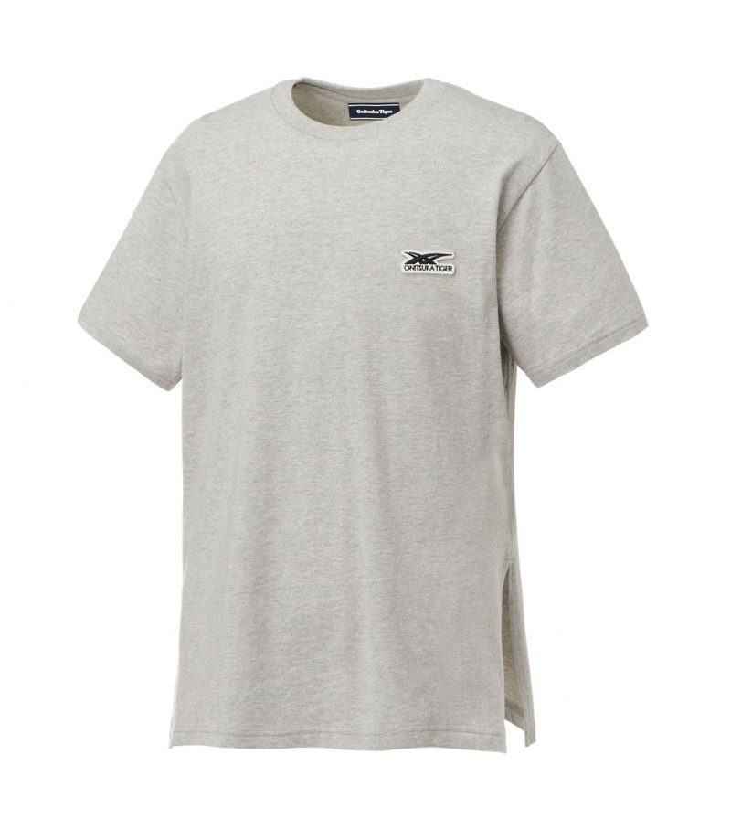 Men's Onitsuka Tiger T Shirts Grey | 36974-GRMP