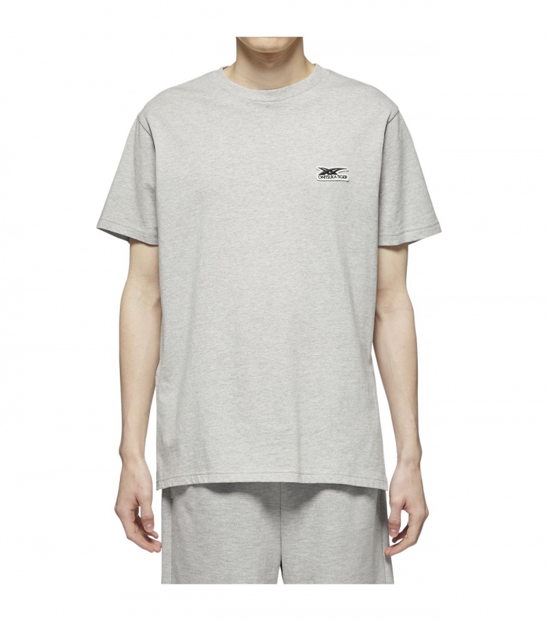 Men's Onitsuka Tiger T Shirts Grey | 36974-GRMP