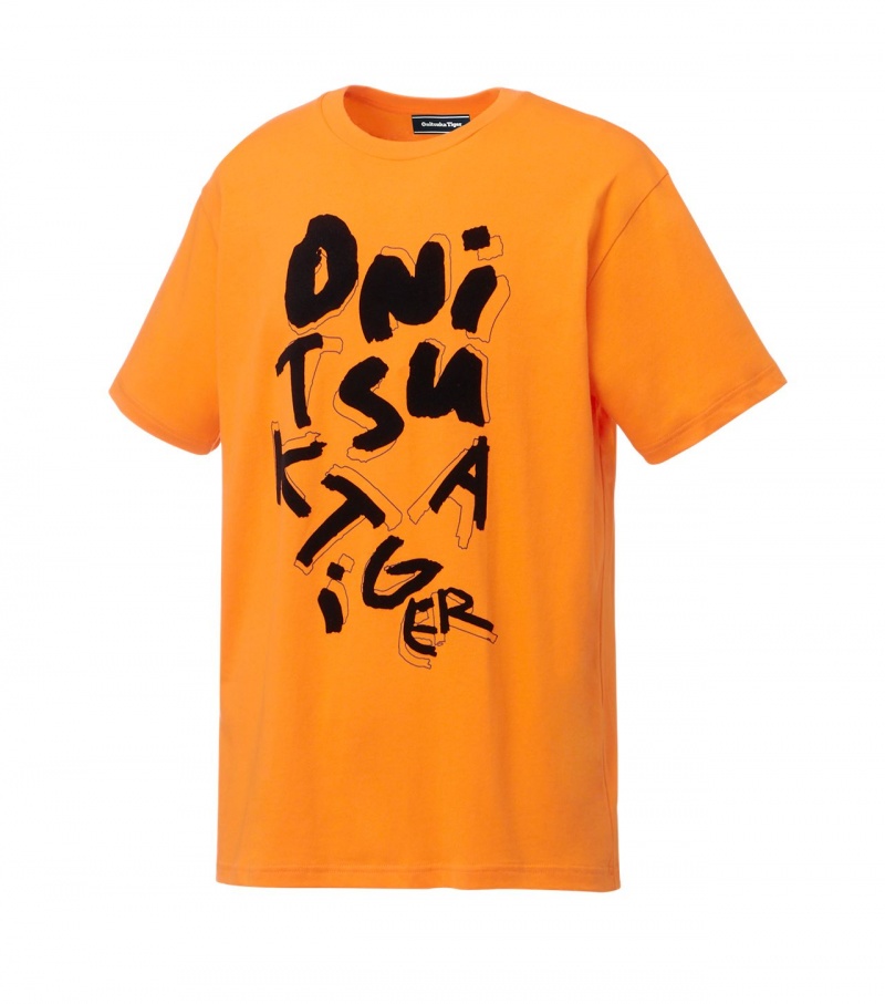 Men's Onitsuka Tiger T Shirts Orange | 23715-KHYS