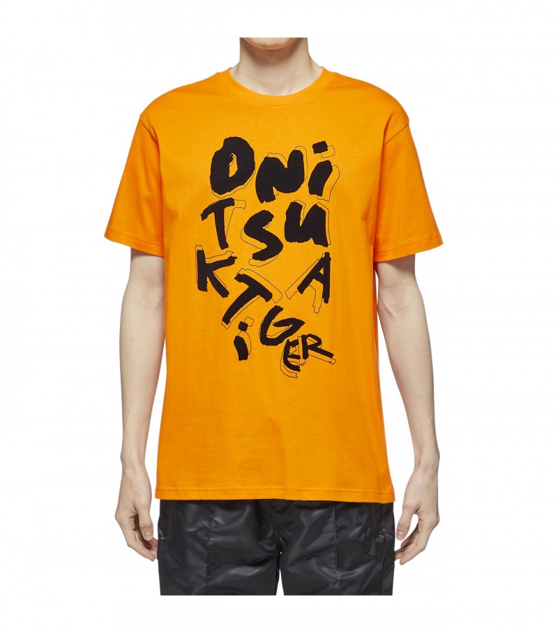 Men's Onitsuka Tiger T Shirts Orange | 23715-KHYS