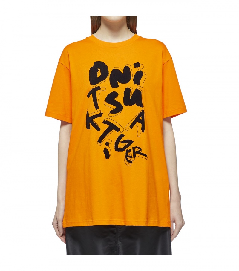 Men's Onitsuka Tiger T Shirts Orange | 23715-KHYS