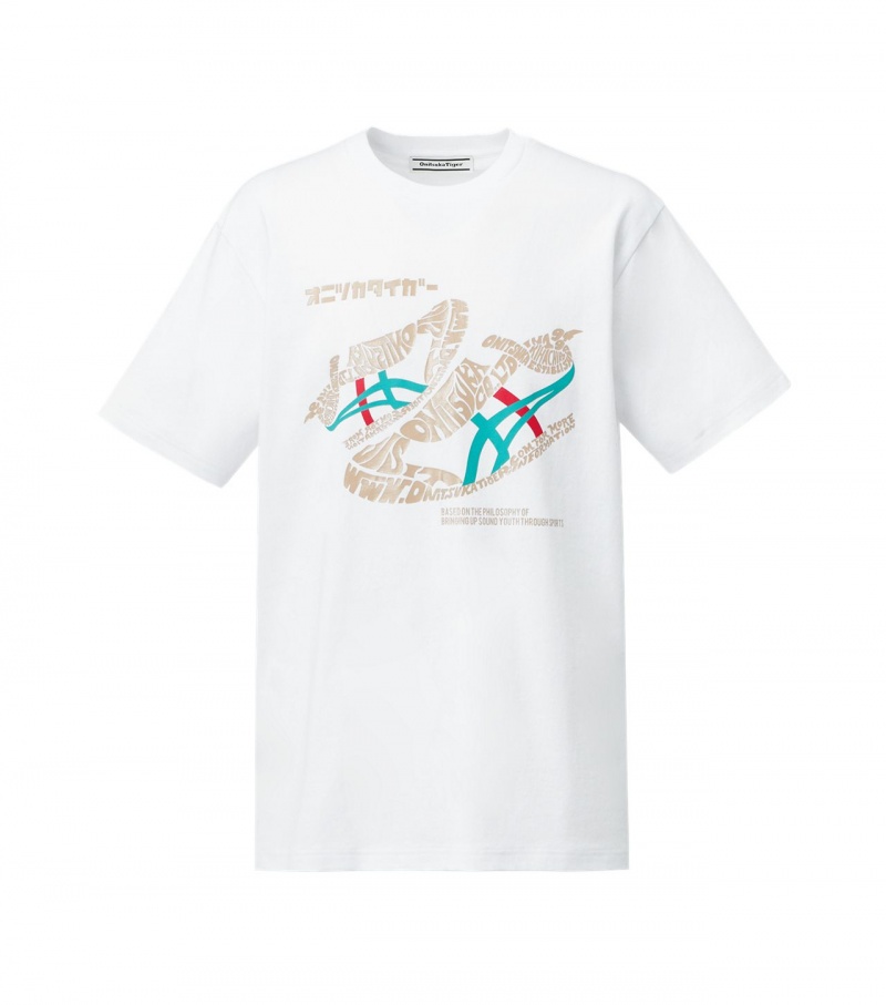 Men\'s Onitsuka Tiger T Shirts White | 01756-IQAR