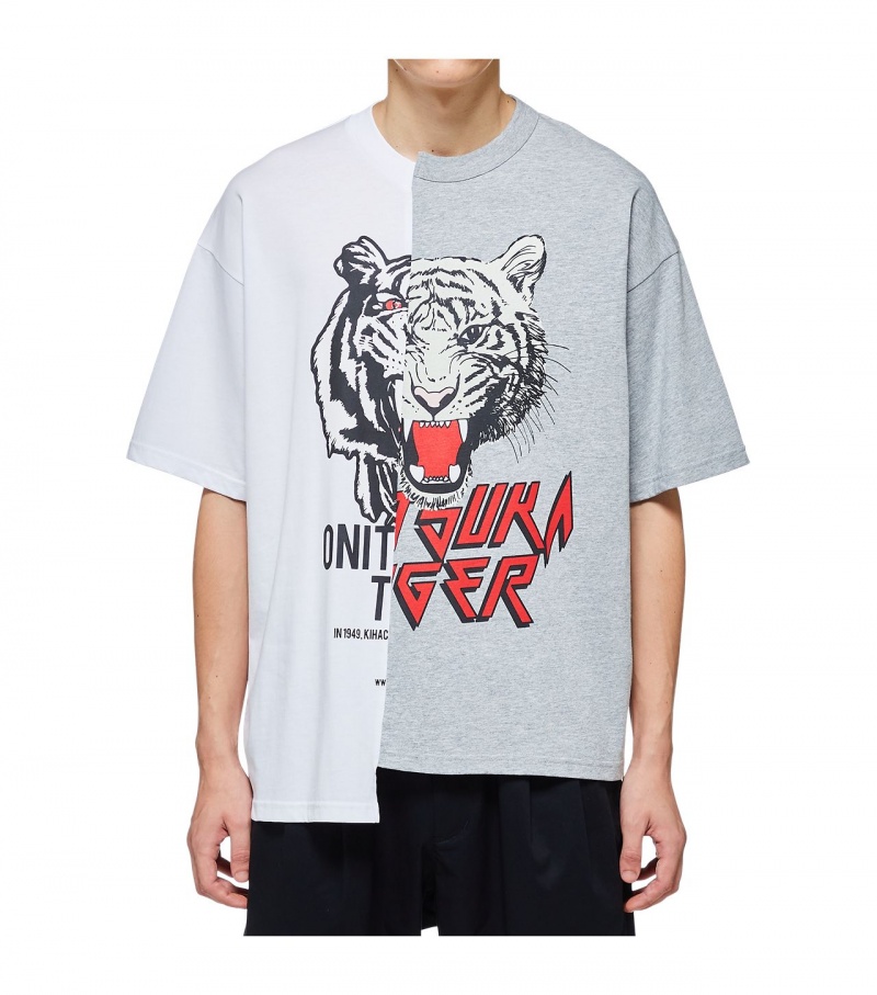 Men's Onitsuka Tiger T Shirts White | 37840-WFNQ