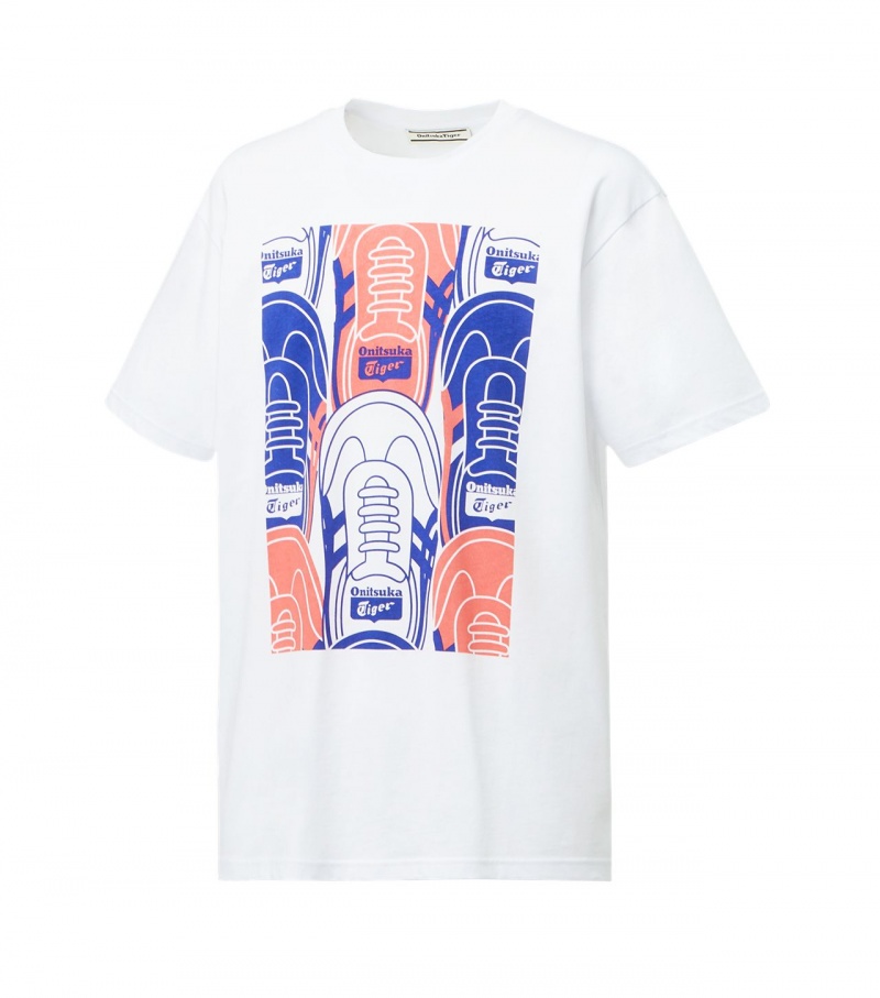 Men's Onitsuka Tiger T Shirts White | 40875-ICFQ