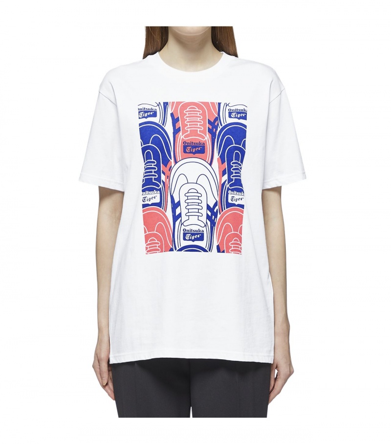 Men's Onitsuka Tiger T Shirts White | 40875-ICFQ