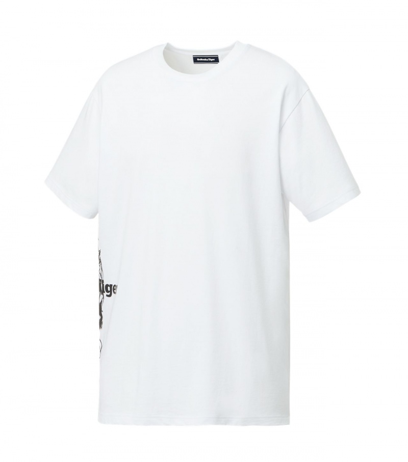 Men's Onitsuka Tiger T Shirts White / Black | 96782-MASY