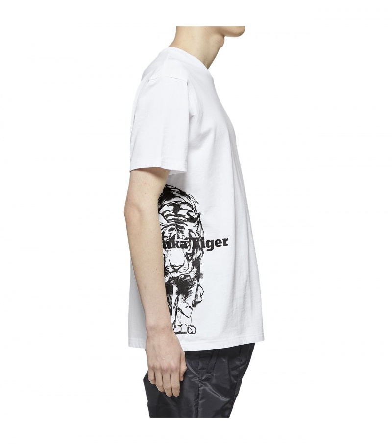 Men's Onitsuka Tiger T Shirts White / Black | 96782-MASY