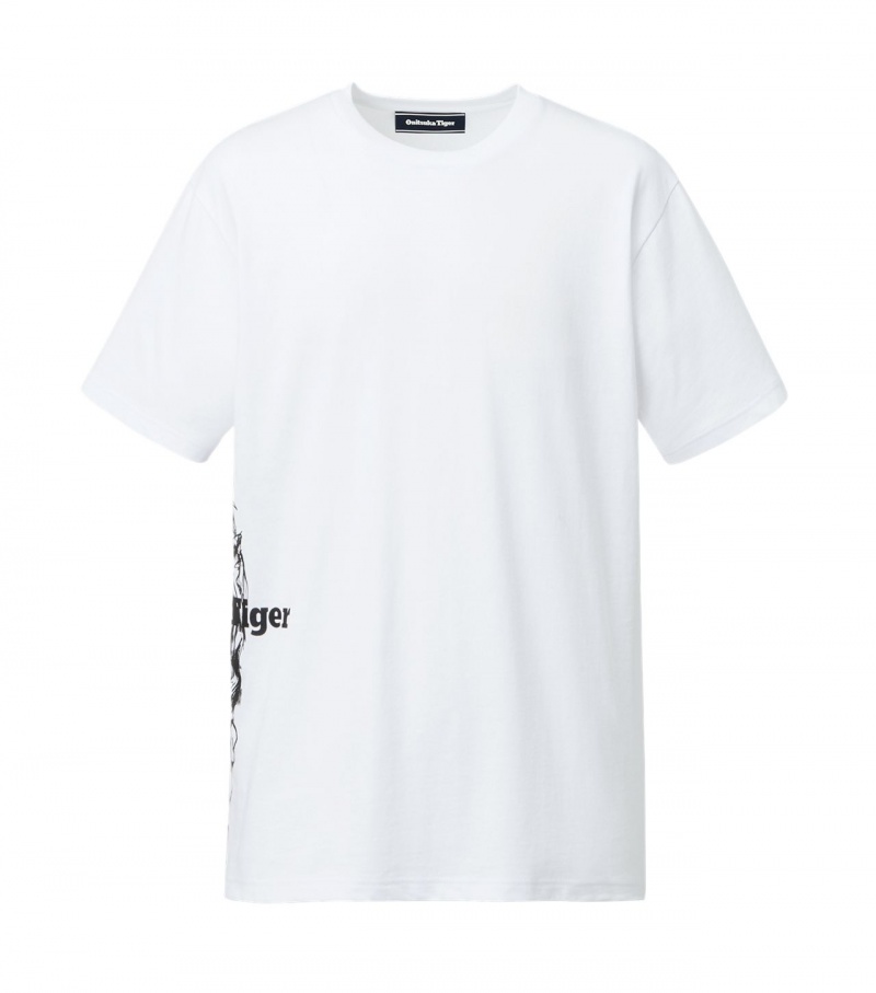 Men\'s Onitsuka Tiger T Shirts White / Black | 96782-MASY