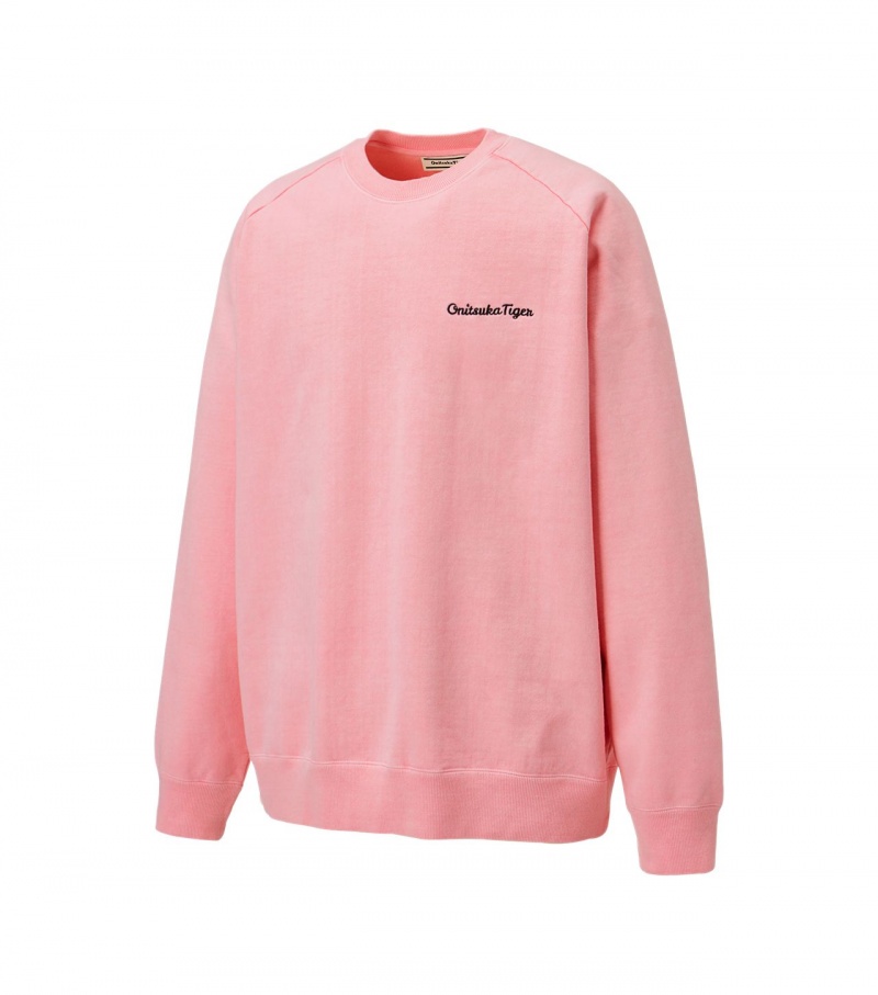 Men's Onitsuka Tiger Washed Ls Tops Pink | 98412-FQJW