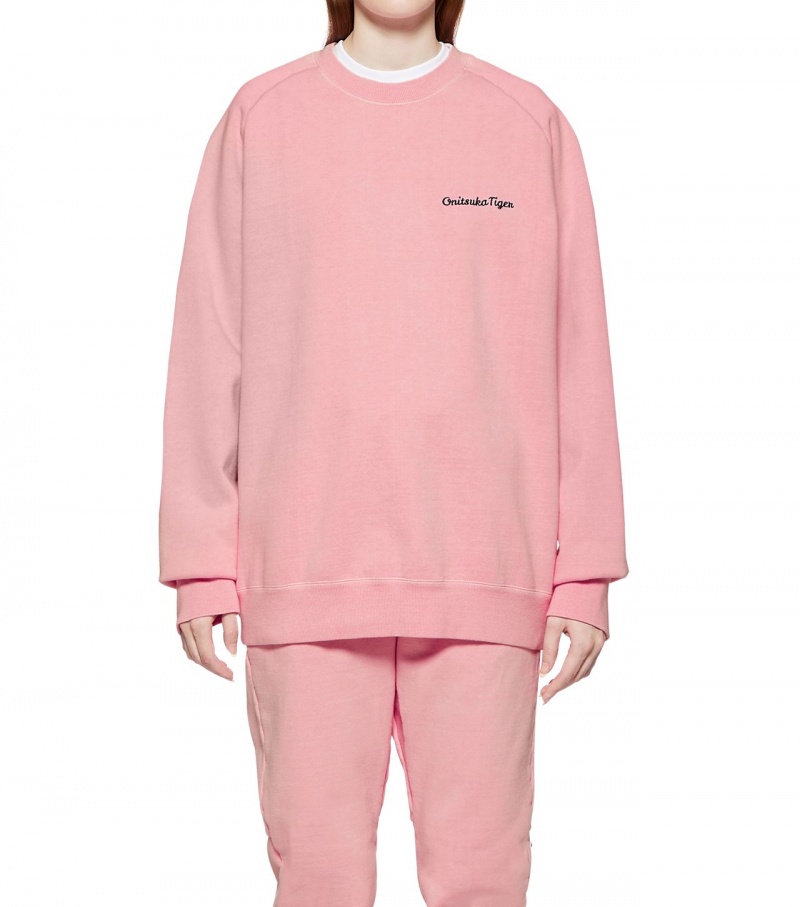 Men's Onitsuka Tiger Washed Ls Tops Pink | 98412-FQJW