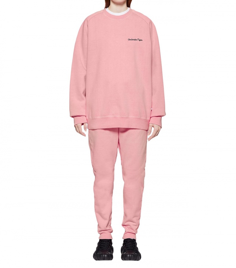 Men's Onitsuka Tiger Washed Ls Tops Pink | 98412-FQJW