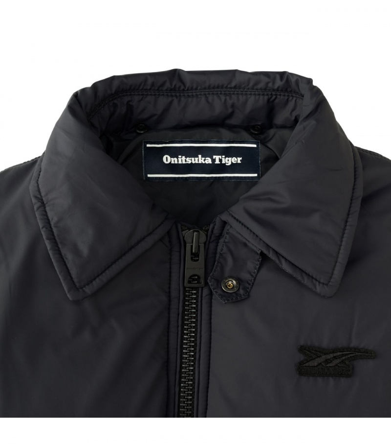 Men's Onitsuka Tiger Ws P Blouson Jackets Black / White | 47601-HNBI