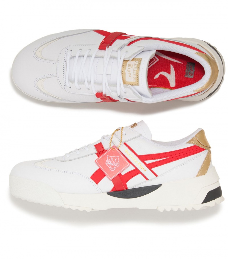 Women's Onitsuka Tiger Delegation Ex Sneakers White / Red | 20537-EFDR