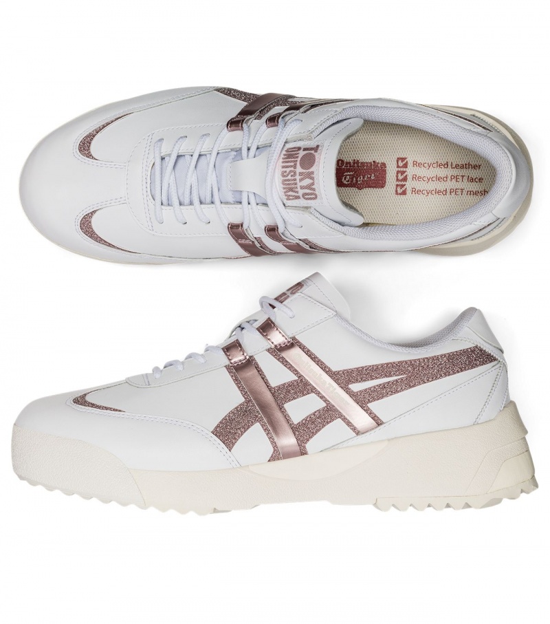 Women's Onitsuka Tiger Delegation Ex Sneakers White / Rose Gold | 58670-LBOU