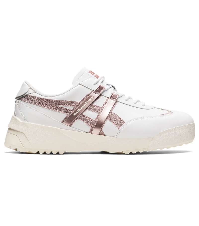 Women\'s Onitsuka Tiger Delegation Ex Sneakers White / Rose Gold | 58670-LBOU