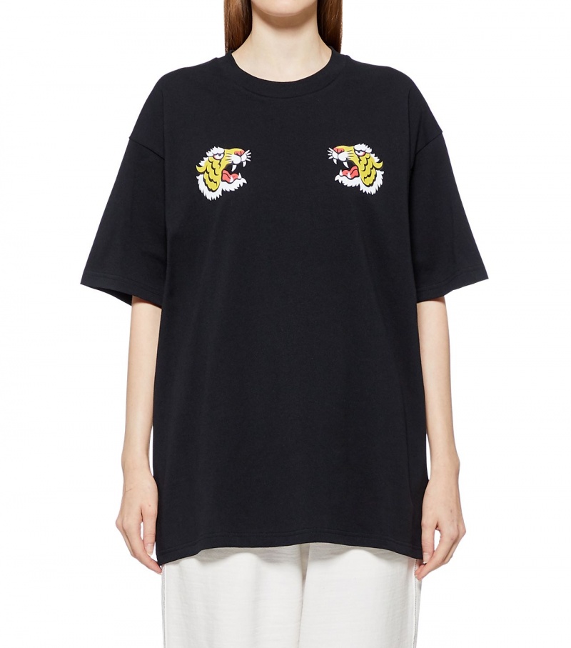 Women's Onitsuka Tiger Graphic T Shirts Black | 23975-OFQH