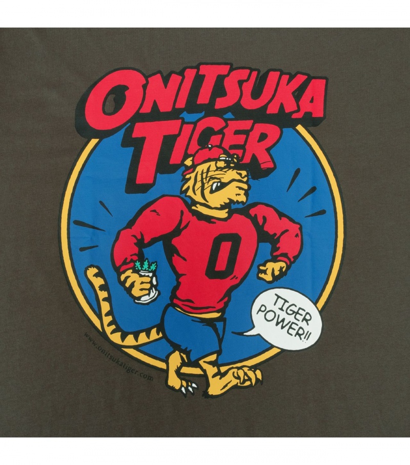 Women's Onitsuka Tiger Graphic T Shirts Dark Grey | 04915-GDQN