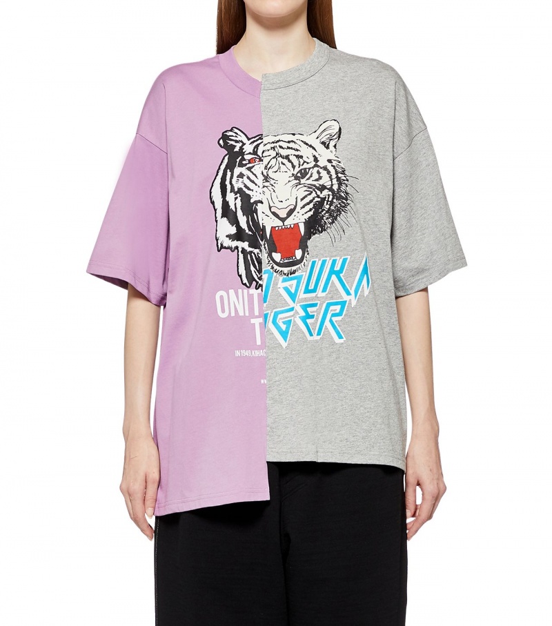 Women's Onitsuka Tiger Graphic T Shirts Lavender / Grey | 42175-OHJB