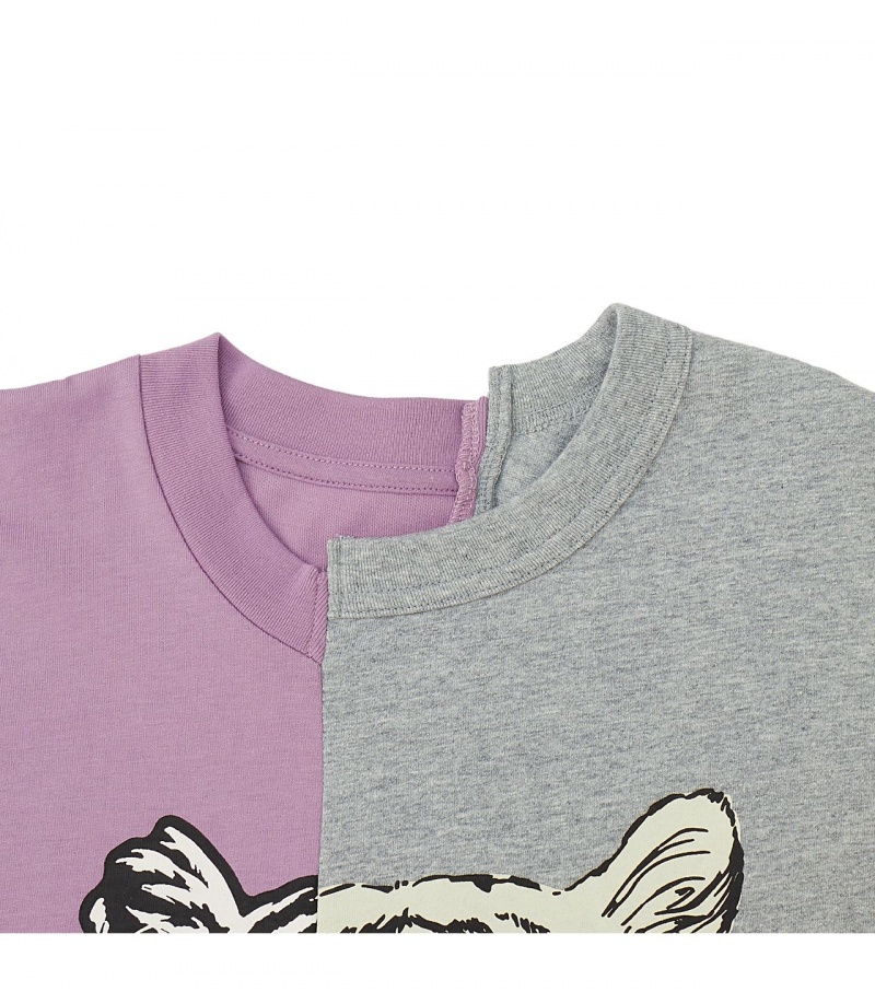 Women's Onitsuka Tiger Graphic T Shirts Lavender / Grey | 42175-OHJB