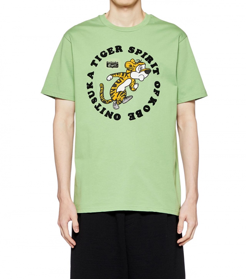 Women's Onitsuka Tiger Graphic T Shirts Light Green | 48729-WFED