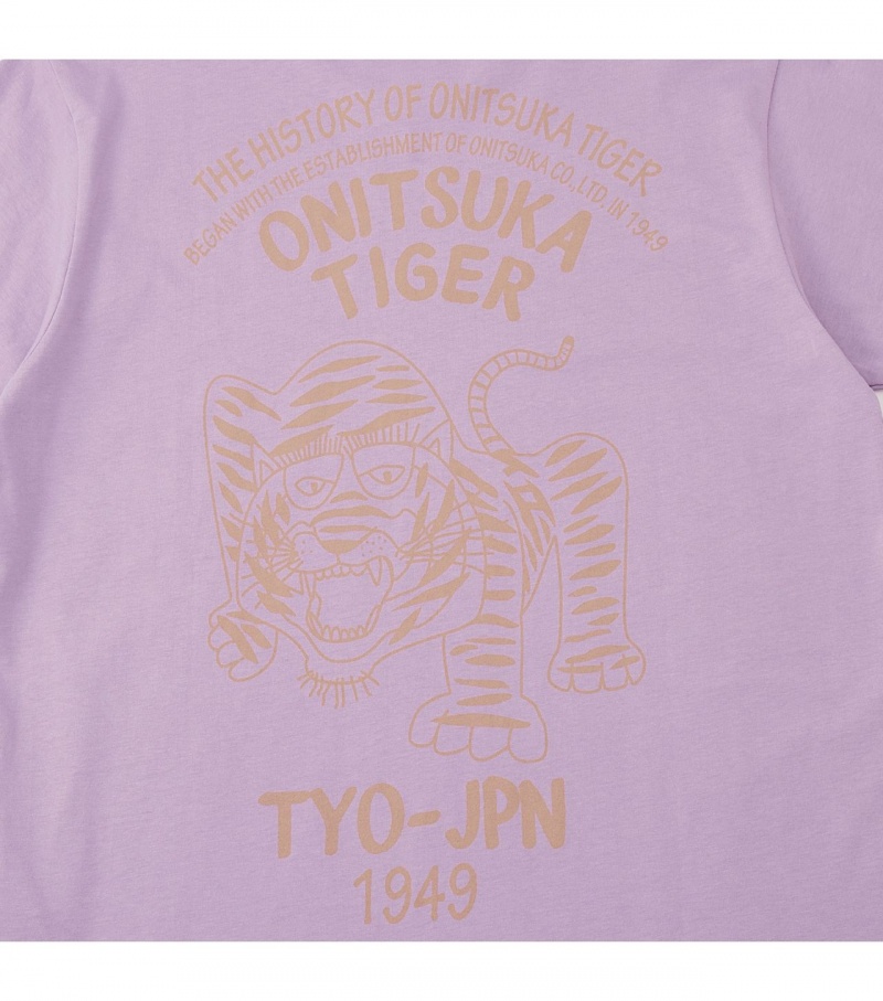 Women's Onitsuka Tiger Graphic T Shirts Lavender | 28075-IOCV