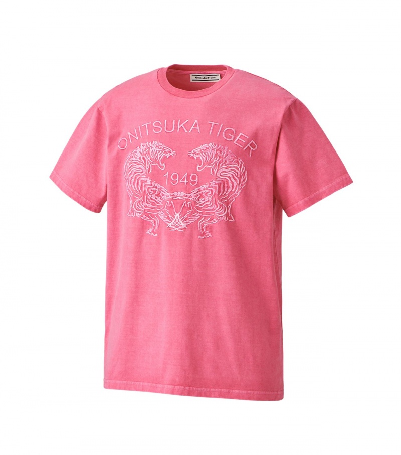 Women's Onitsuka Tiger Graphic T Shirts Pink | 21407-THCI