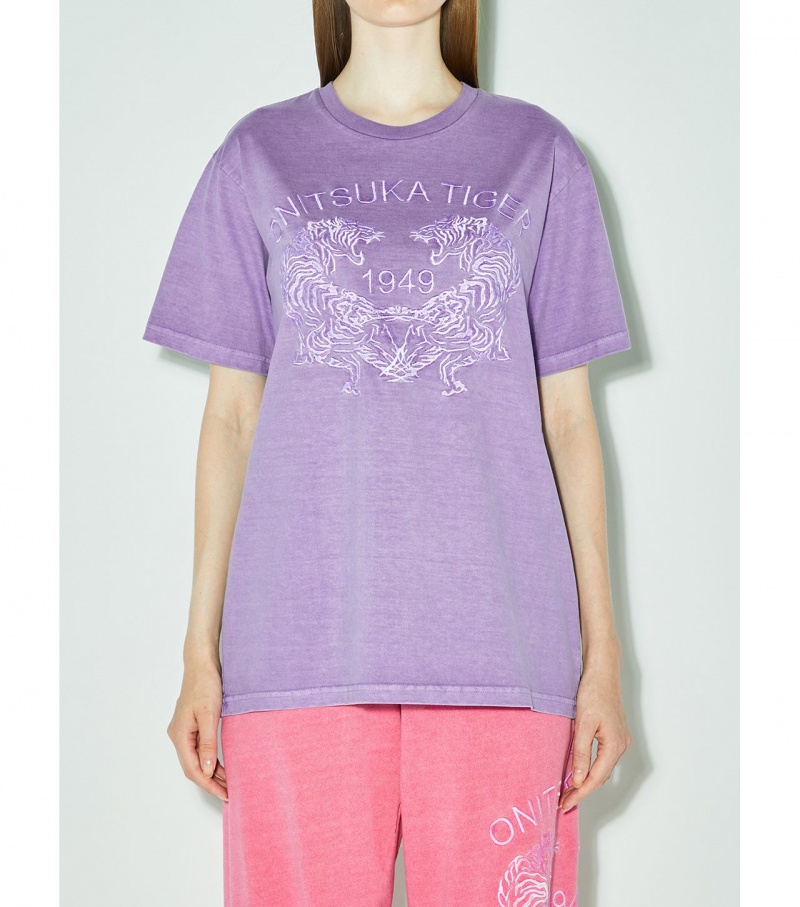 Women's Onitsuka Tiger Graphic T Shirts Pink | 21407-THCI