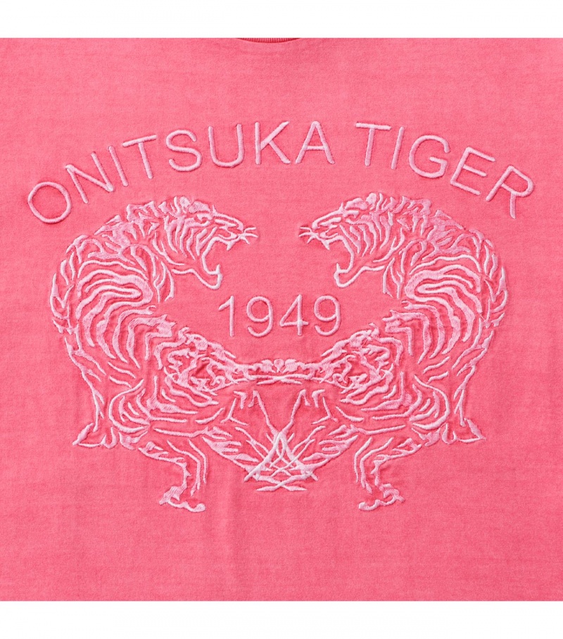 Women's Onitsuka Tiger Graphic T Shirts Pink | 21407-THCI