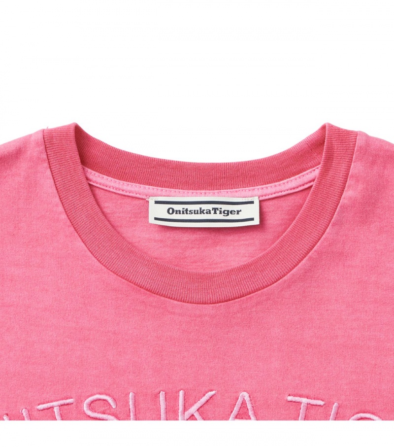 Women's Onitsuka Tiger Graphic T Shirts Pink | 21407-THCI