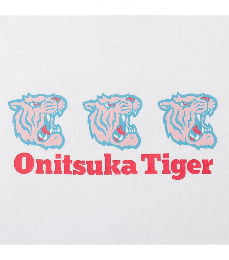 Women's Onitsuka Tiger Graphic T Shirts White | 90513-GUNQ