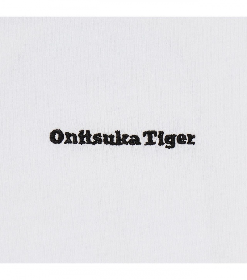 Women's Onitsuka Tiger Graphic T Shirts White | 81567-TSFN