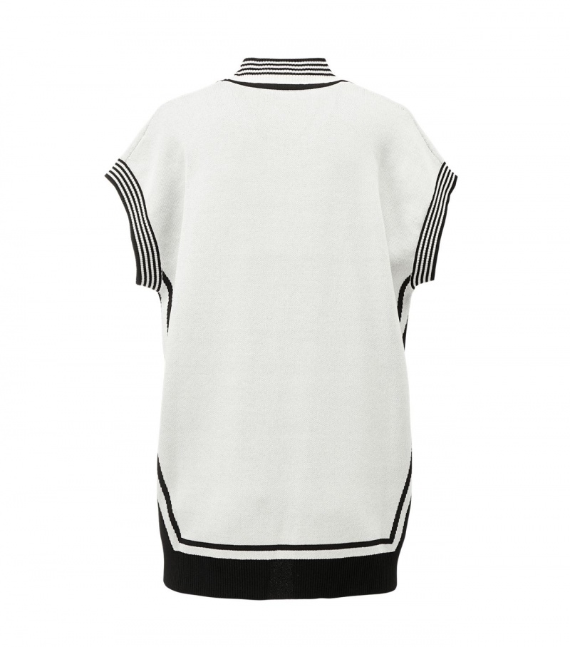 Women's Onitsuka Tiger Knit Vest White | 69238-MDVJ